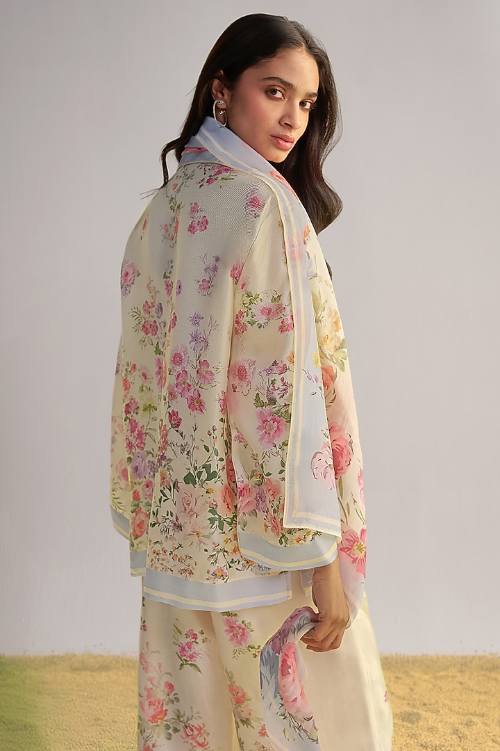 Multi-Colored Viscose Floral Printed Shirt With Scarf by Dash and Dot at Pernia's Pop Up Shop