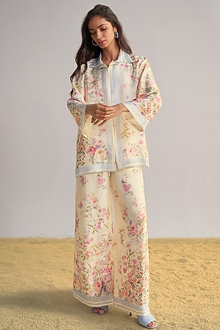 Multi-Colored Viscose Floral Printed Wide-Legged Pants by Dash and Dot