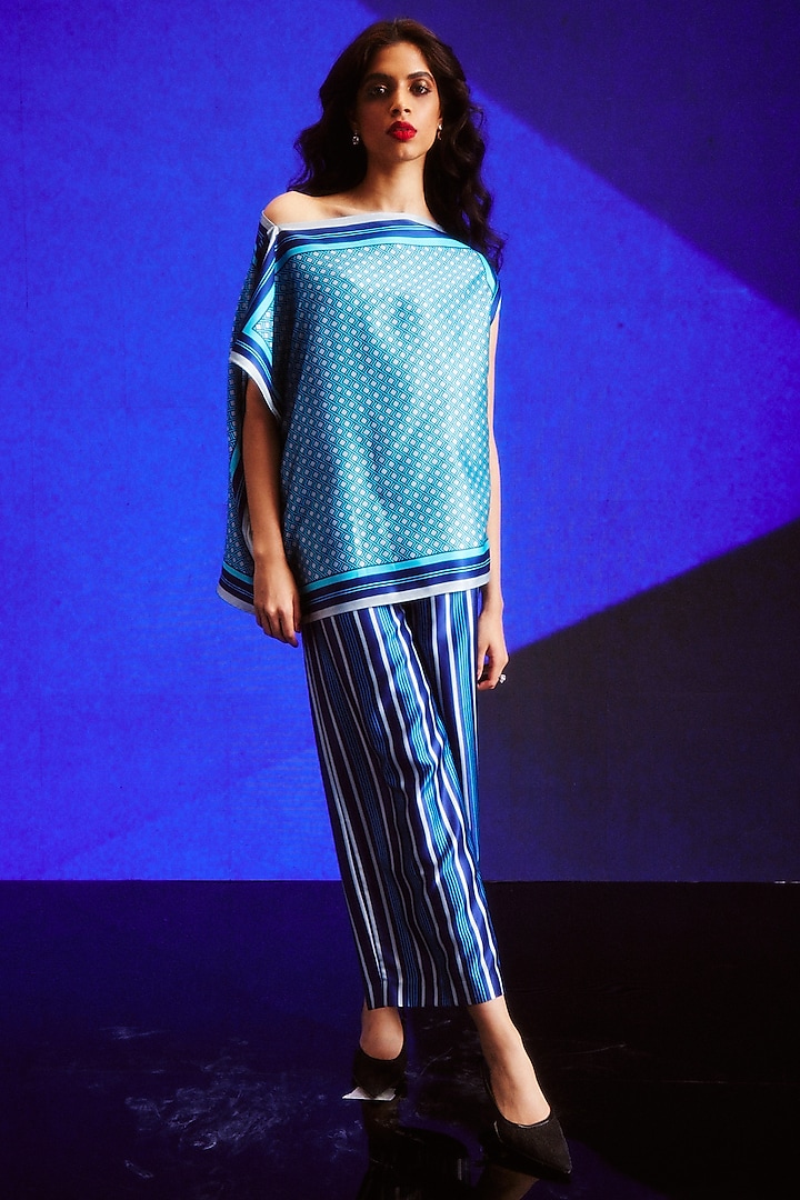 Blue Polyester Printed Co-Ord Set by Dash and Dot at Pernia's Pop Up Shop