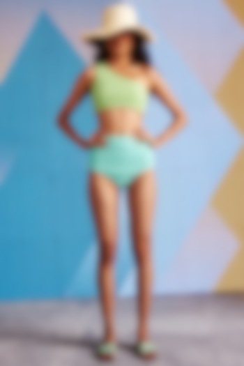 Pastel Green & Blue Polyester Bikini Set by Dash and Dot at Pernia's Pop Up Shop