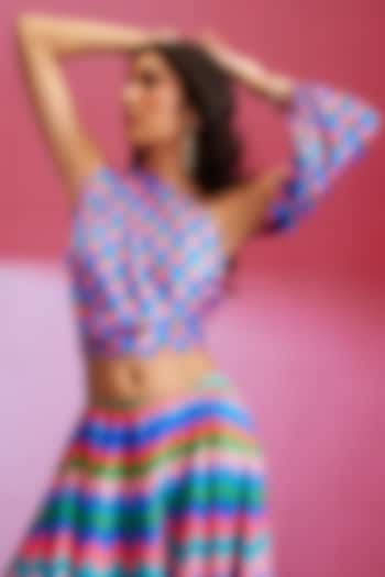Multi-Colored Polyester Printed Draped Top by Dash and Dot at Pernia's Pop Up Shop