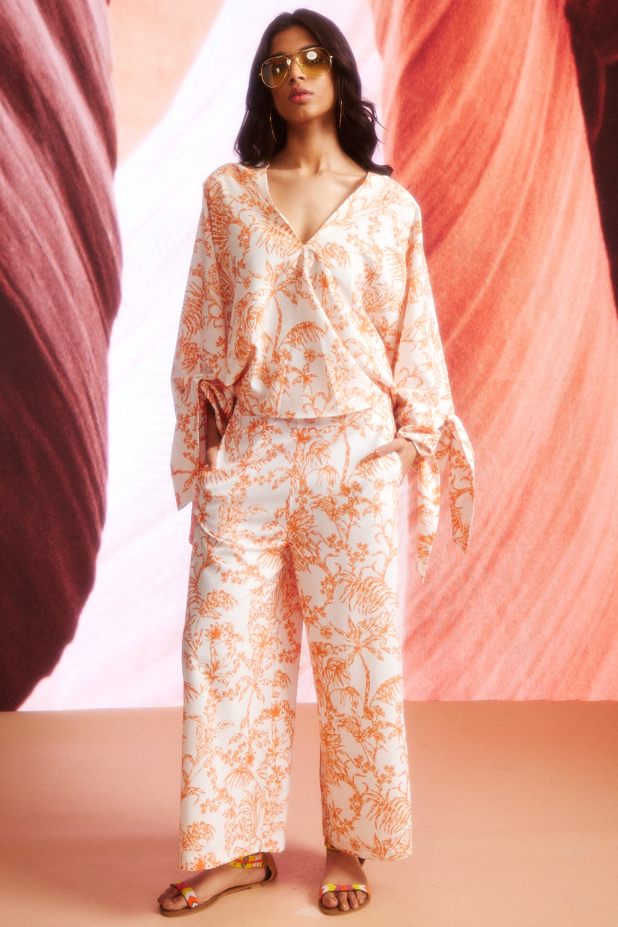 White Polyester Printed Co-Ord Set by Dash and Dot at Pernia's Pop Up Shop