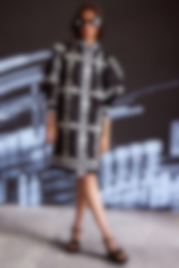 Black Cotton Poplin Embroidered Summer Shirt Dress by Dash and Dot at Pernia's Pop Up Shop