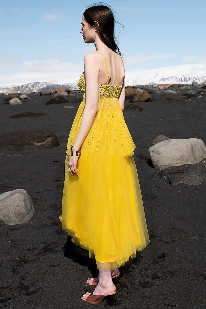 Yellow Tulle Skirt Set by SEEMA GUJRAL X DASH AND DOT at Pernia's Pop Up Shop