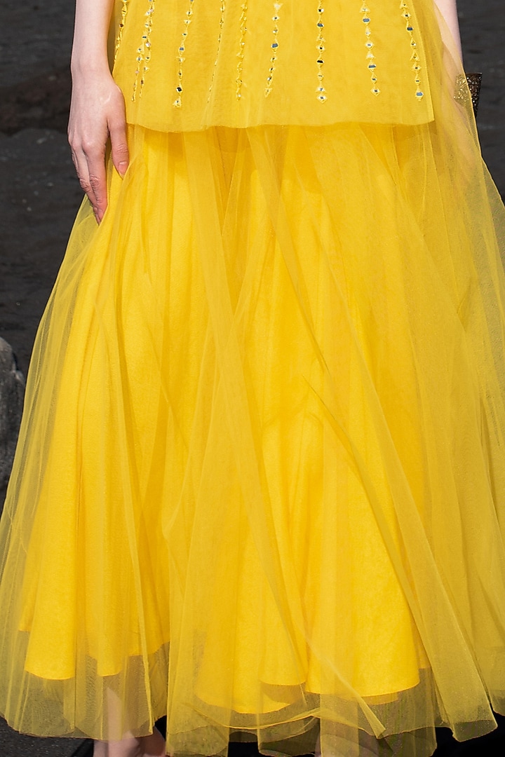 Yellow Tulle Skirt Set by SEEMA GUJRAL X DASH AND DOT at Pernia's Pop Up Shop