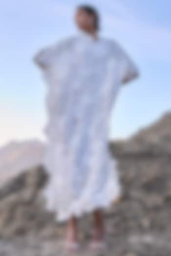 White Recycled Polyester Kaftan Maxi Lace Summer Dress by Dash and Dot at Pernia's Pop Up Shop