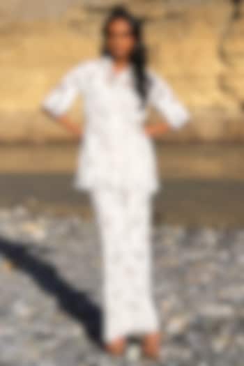 White Knitted Floral Lace Co-Ord Set by Dash and Dot at Pernia's Pop Up Shop