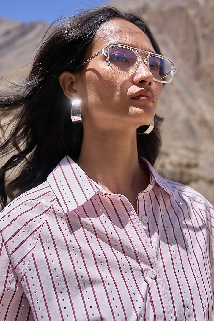 Multi-Colored Organic Cotton Sorosky Striped High-Low Shirt by Dash and Dot at Pernia's Pop Up Shop