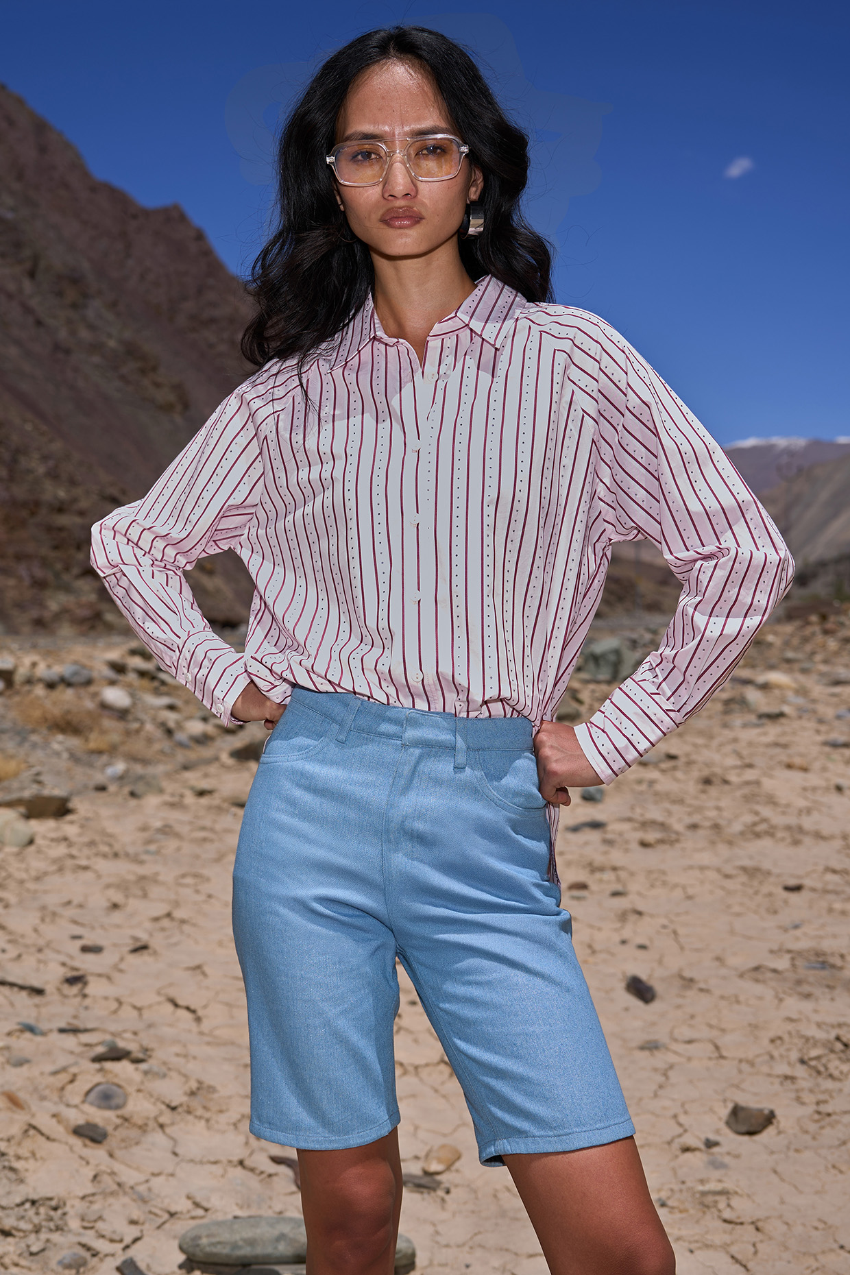 Blue Washed Denim Shorts by Dash and Dot at Pernia's Pop Up Shop