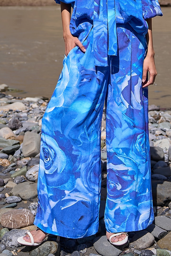 Blue Viscose Floral Printed Co-Ord Set by Dash and Dot at Pernia's Pop Up Shop