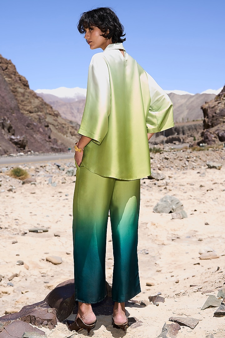 Green Ombre Satin Co-Ord Set by Dash and Dot at Pernia's Pop Up Shop
