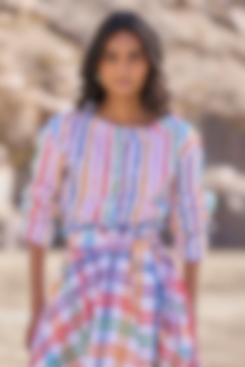 Multi-Colored Organic Cotton Poplin Striped Top by Dash and Dot at Pernia's Pop Up Shop