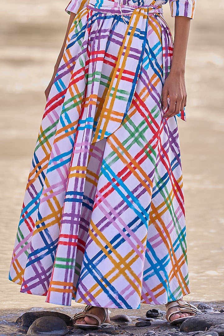 Multi-Colored Organic Cotton Poplin Checkered Maxi Skirt by Dash and Dot at Pernia's Pop Up Shop
