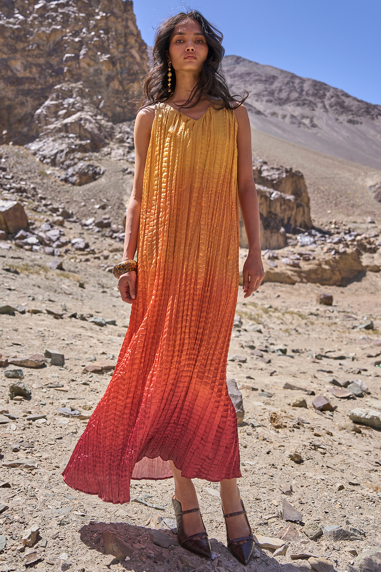 Multi-Colored Recycled Polyester Ruched Maxi Summer Dress by Dash and Dot at Pernia's Pop Up Shop