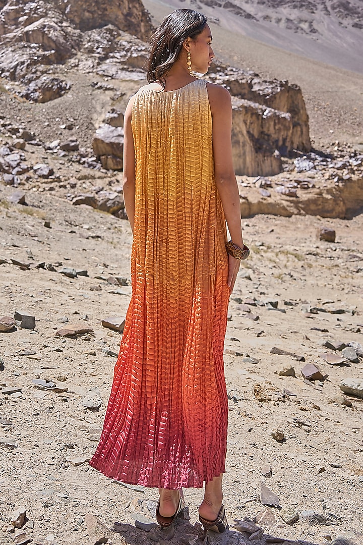 Multi-Colored Recycled Polyester Ruched Maxi Summer Dress by Dash and Dot at Pernia's Pop Up Shop