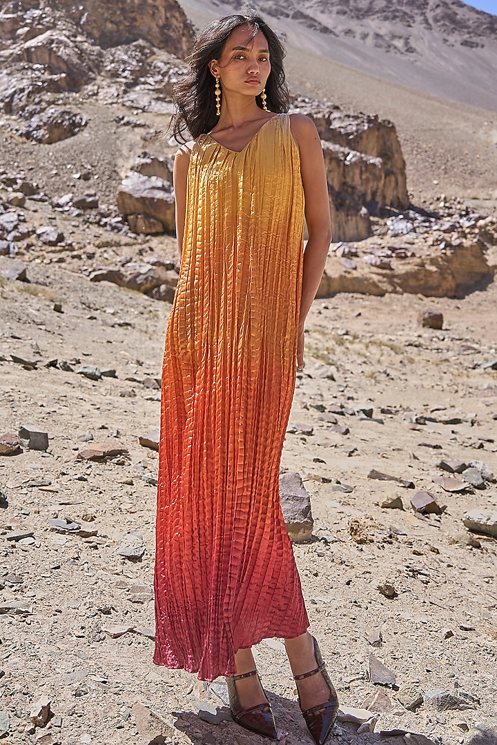 Multi-Colored Recycled Polyester Ruched Maxi Summer Dress by Dash and Dot at Pernia's Pop Up Shop