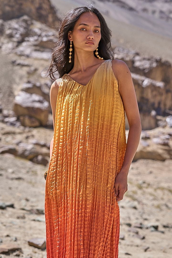 Multi-Colored Recycled Polyester Ruched Maxi Summer Dress by Dash and Dot at Pernia's Pop Up Shop