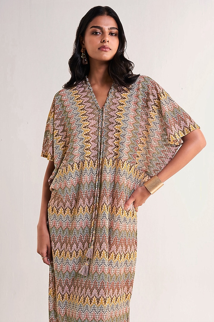 Multi-Colored Recycled Polyester Chevron Printed Maxi Summer Dress by Dash and Dot at Pernia's Pop Up Shop