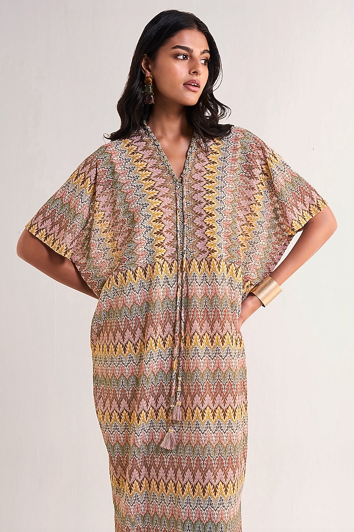 Multi-Colored Recycled Polyester Chevron Printed Maxi Summer Dress by Dash and Dot at Pernia's Pop Up Shop