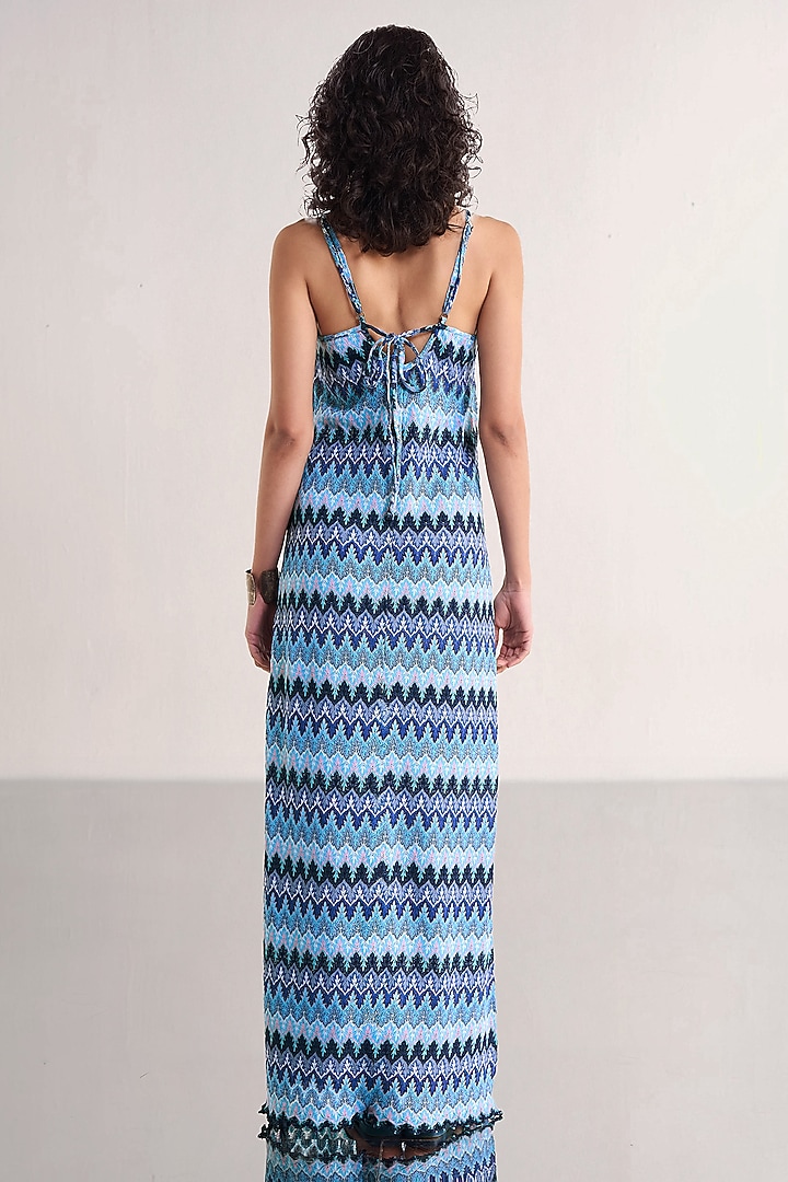 Multi-Colored Recycled Polyester Chevron Printed Maxi Summer Dress by Dash and Dot at Pernia's Pop Up Shop