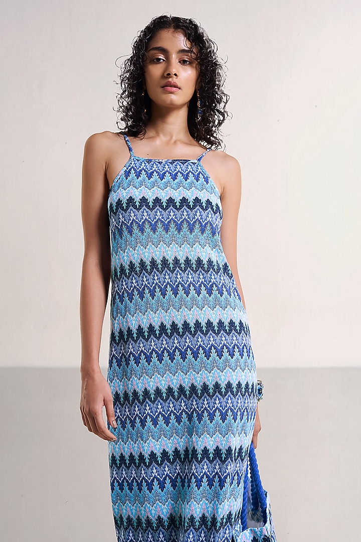 Multi-Colored Recycled Polyester Chevron Printed Maxi Summer Dress by Dash and Dot at Pernia's Pop Up Shop