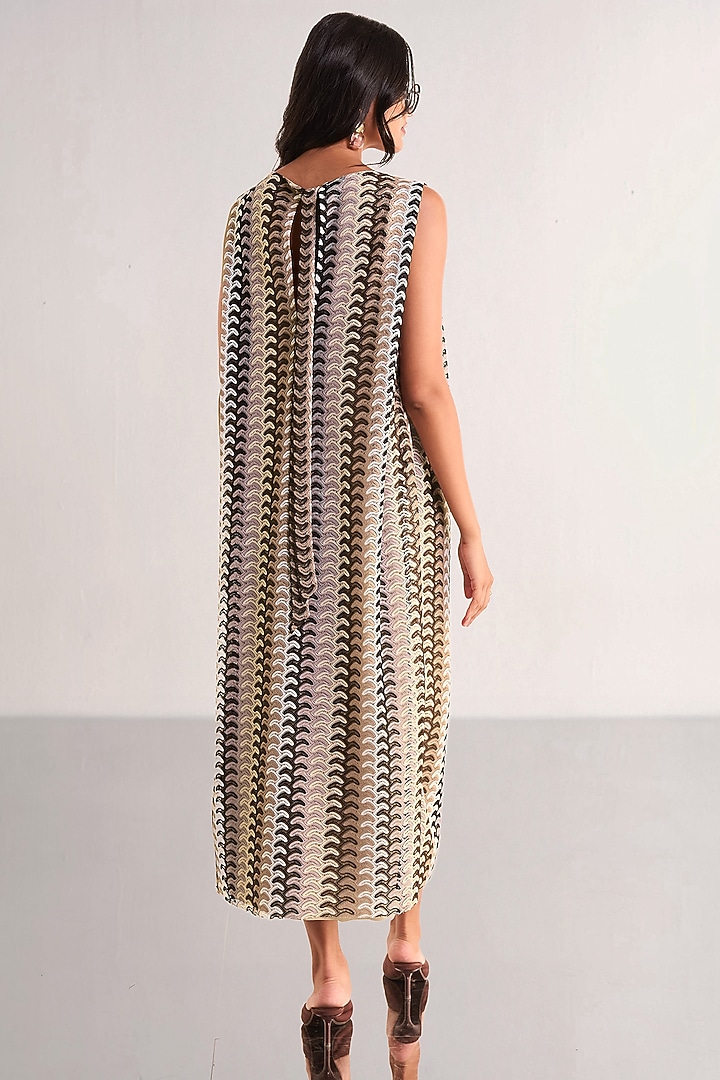 Multi-Colored Recycled Polyester Knitted Striped Maxi Summer Dress by Dash and Dot at Pernia's Pop Up Shop