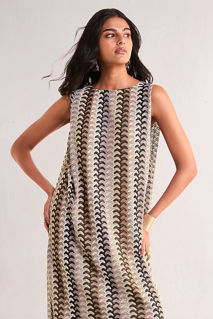 Multi-Colored Recycled Polyester Knitted Striped Maxi Summer Dress by Dash and Dot at Pernia's Pop Up Shop
