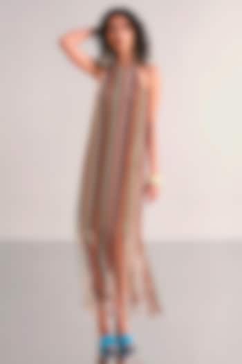 Multi-Colored Recycled Polyester Knitted Striped Maxi Summer Dress by Dash and Dot at Pernia's Pop Up Shop