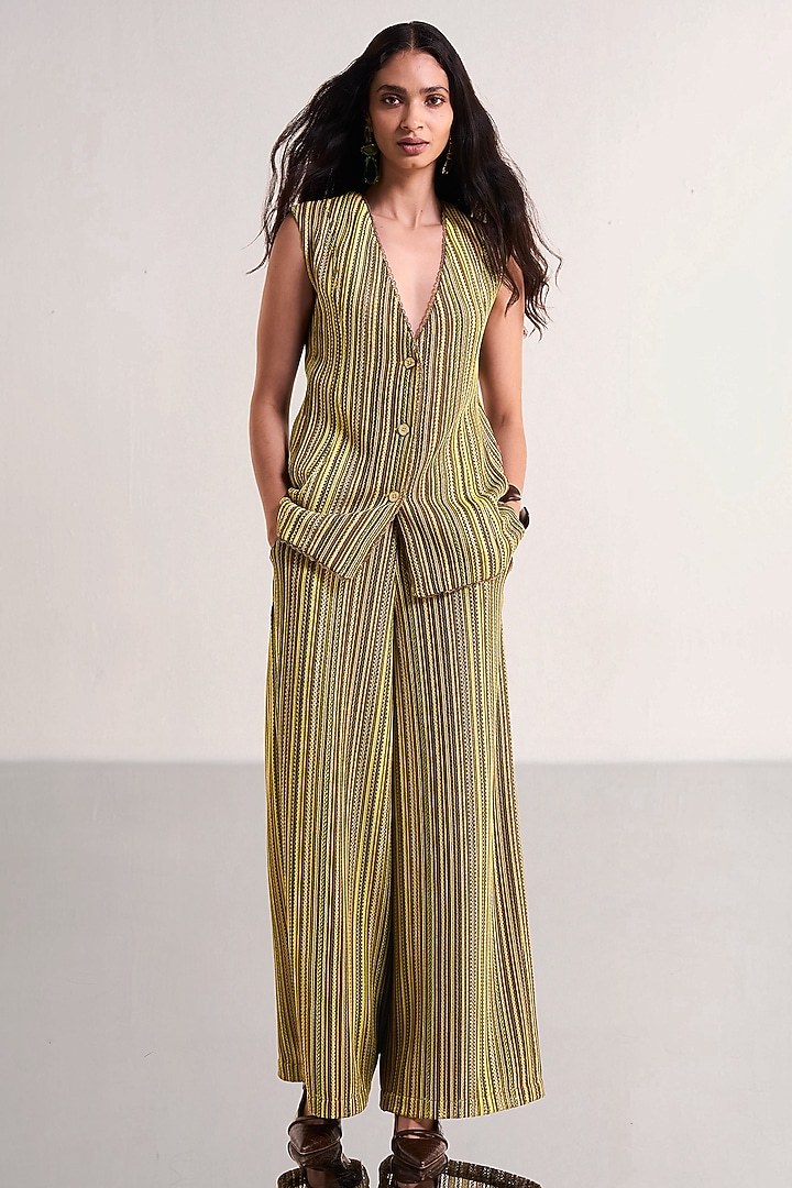 Multi-Colored Recycled Polyester Striped Waistcoat by Dash and Dot at Pernia's Pop Up Shop