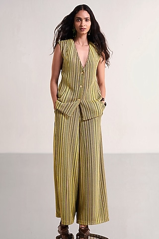 Multi-Colored Recycled Polyester Striped Waistcoat by Dash and Dot