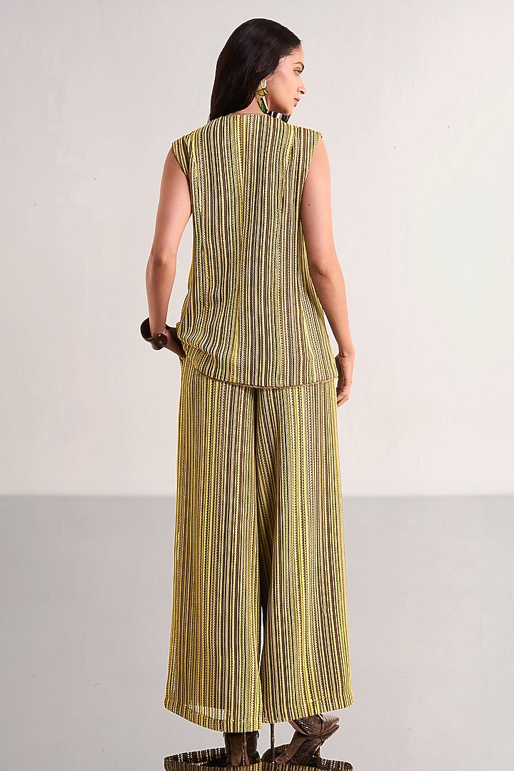 Multi-Colored Recycled Polyester Striped Wide-Leg Pants by Dash and Dot at Pernia's Pop Up Shop
