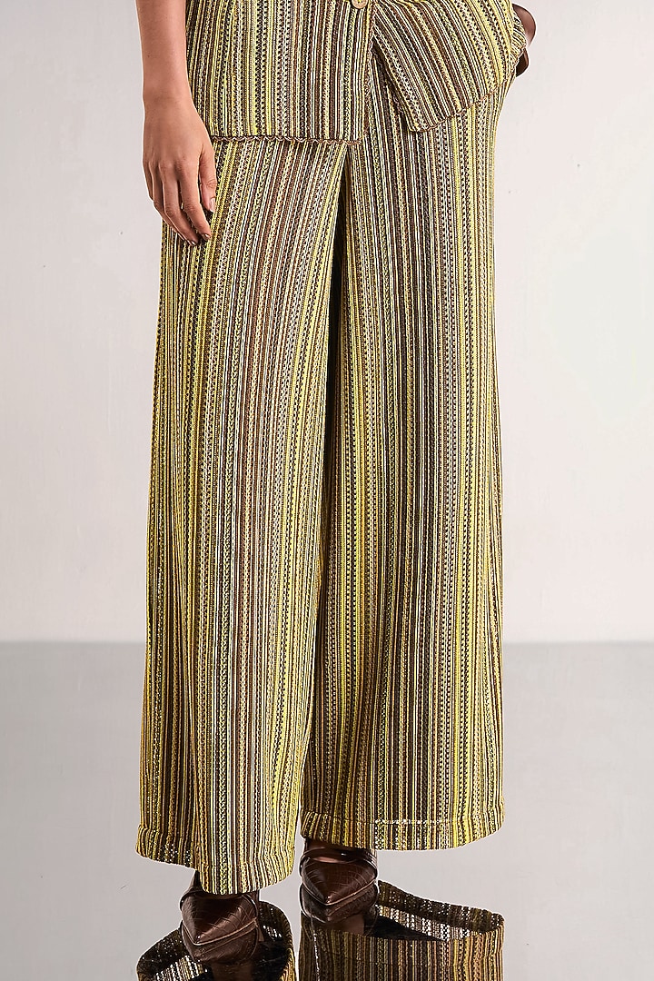 Multi-Colored Recycled Polyester Striped Wide-Leg Pants by Dash and Dot at Pernia's Pop Up Shop