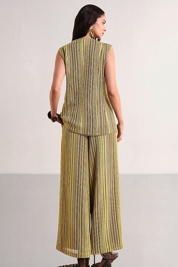 Multi-Colored Recycled Polyester Striped Waistcoat Set by Dash and Dot at Pernia's Pop Up Shop