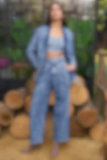 Blue Organic Cotton Acid-Wash Denim Jacket by Dash and Dot at Pernia's Pop Up Shop