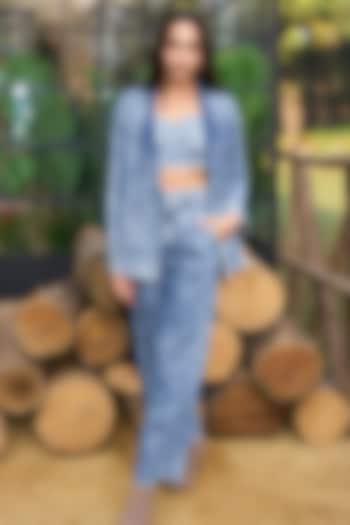 Blue Organic Cotton Acid-Wash Denim Jacket Set by Dash and Dot at Pernia's Pop Up Shop