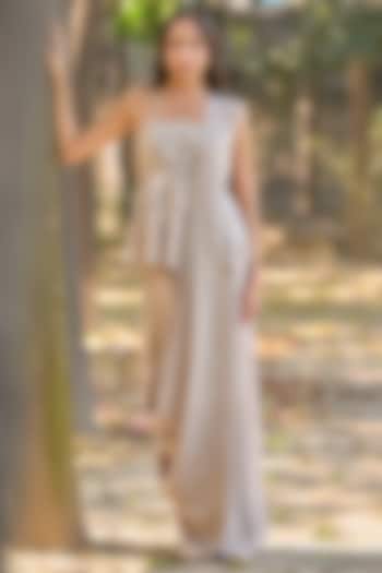 Taupe Organic Viscose & Linen Draped Skirt Set by Dash and Dot at Pernia's Pop Up Shop