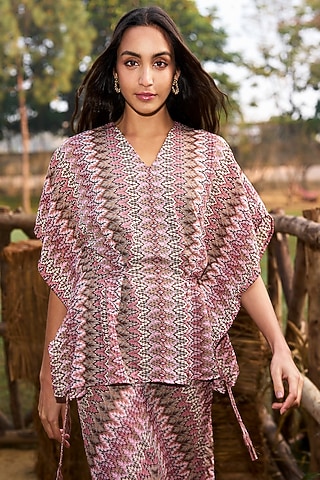 Multi-Colored Recycled Polyester Chevron Knit Kaftan Top by Dash and Dot