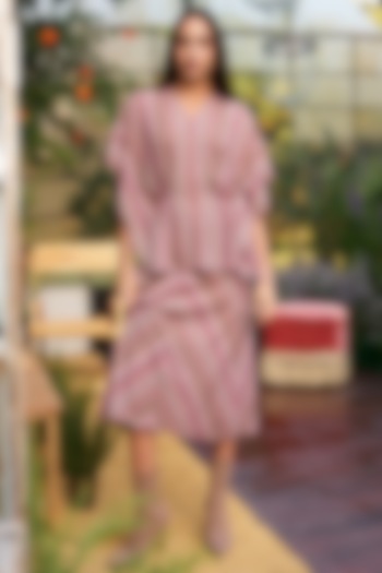 Multi-Colored Recycled Polyester Chevron Knit Midi Skirt by Dash and Dot at Pernia's Pop Up Shop