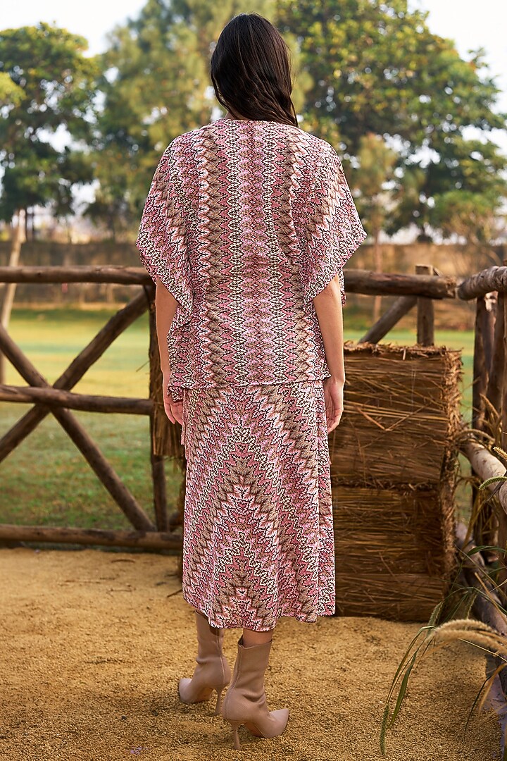 Multi-Colored Recycled Polyester Chevron Knit Midi Skirt by Dash and Dot at Pernia's Pop Up Shop