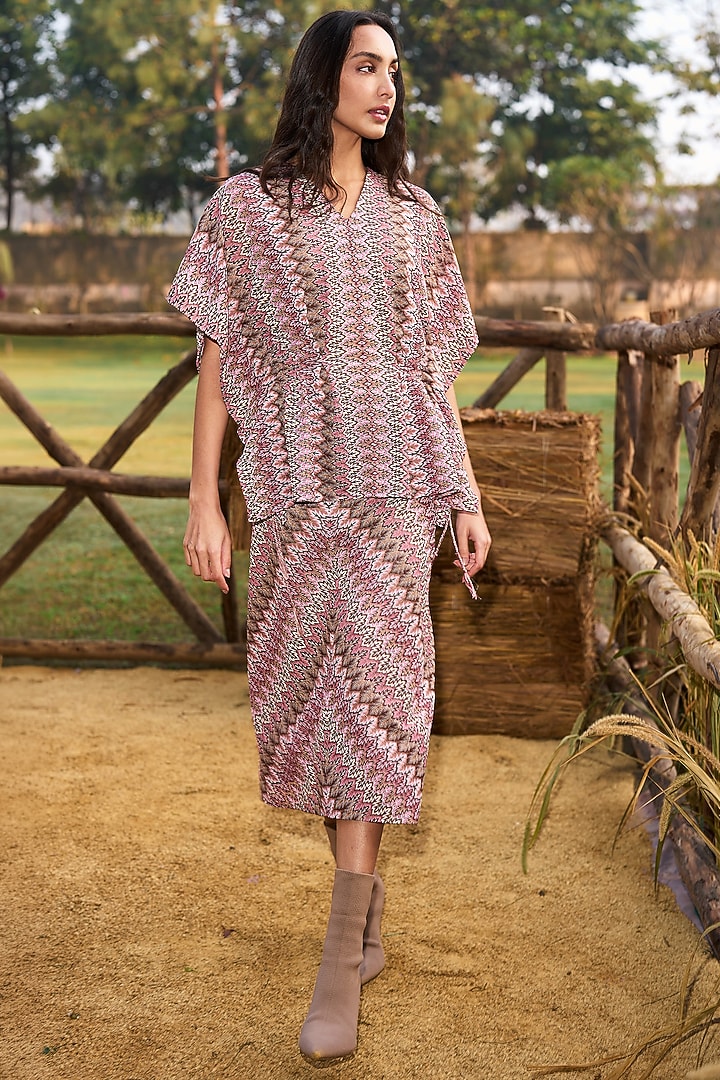 Multi-Colored Recycled Polyester Chevron Knit Skirt Set by Dash and Dot at Pernia's Pop Up Shop
