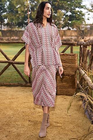 Multi-Colored Recycled Polyester Chevron Knit Skirt Set by Dash and Dot