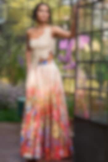 Multi-Colored Ombre Recycled Polyester Printed Maxi Skirt by Dash and Dot at Pernia's Pop Up Shop