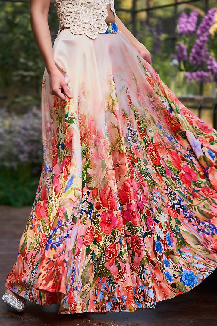 Multi-Colored Ombre Recycled Polyester Printed Maxi Skirt by Dash and Dot at Pernia's Pop Up Shop