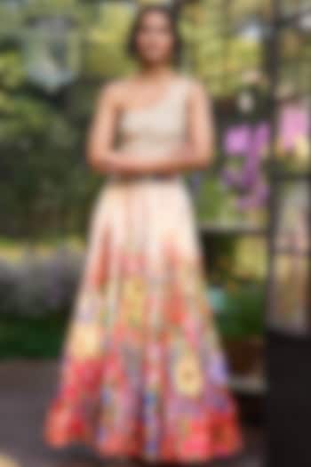Multi-Colored Ombre Recycled Polyester Printed Maxi Skirt Set by Dash and Dot at Pernia's Pop Up Shop