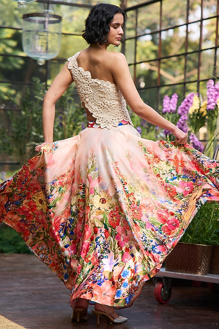 Multi-Colored Ombre Recycled Polyester Printed Maxi Skirt Set by Dash and Dot at Pernia's Pop Up Shop