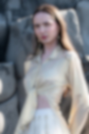 Champagne Gold Foil Lame Shirt by SEEMA GUJRAL X DASH AND DOT at Pernia's Pop Up Shop