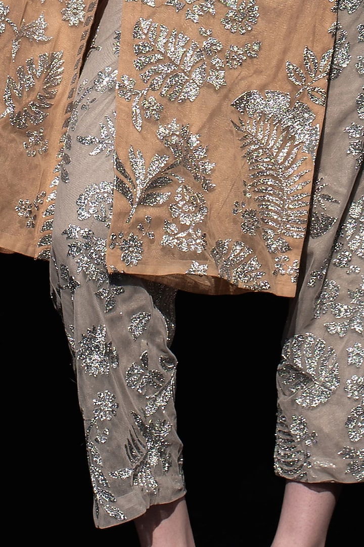 Grey Tulle Embroidered Co-Ord Set by SEEMA GUJRAL X DASH AND DOT at Pernia's Pop Up Shop