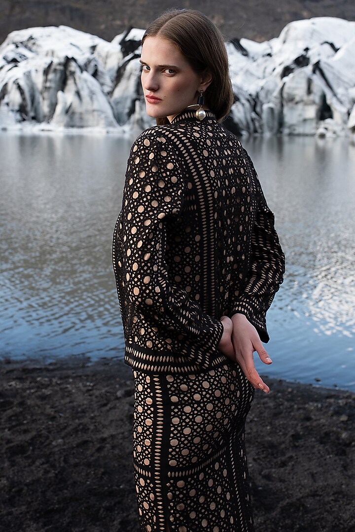Black Polyester Jacket Set by SEEMA GUJRAL X DASH AND DOT at Pernia's Pop Up Shop