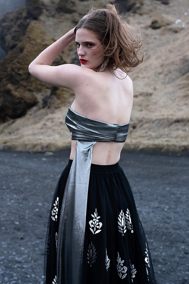 Black Tulle Layered Skirt Set by SEEMA GUJRAL X DASH AND DOT at Pernia's Pop Up Shop