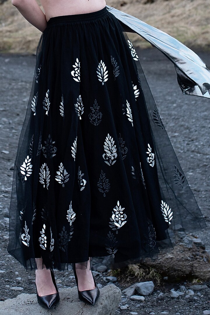 Black Tulle Layered Skirt Set by SEEMA GUJRAL X DASH AND DOT at Pernia's Pop Up Shop